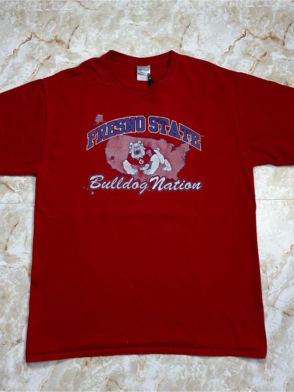 Vintage Y2K Fresno State Bulldogs Red Graphic Sports T-Shirt Size Large